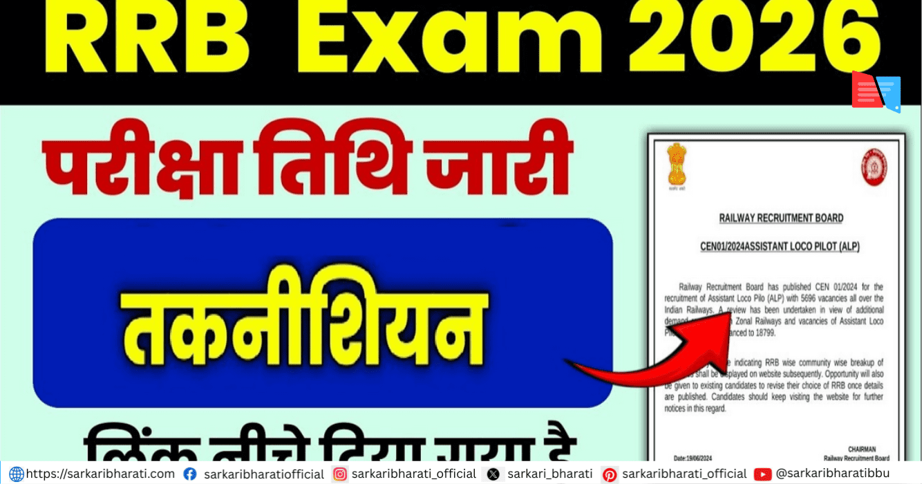 Railway RRB Technician Exam City Details 2026 Released