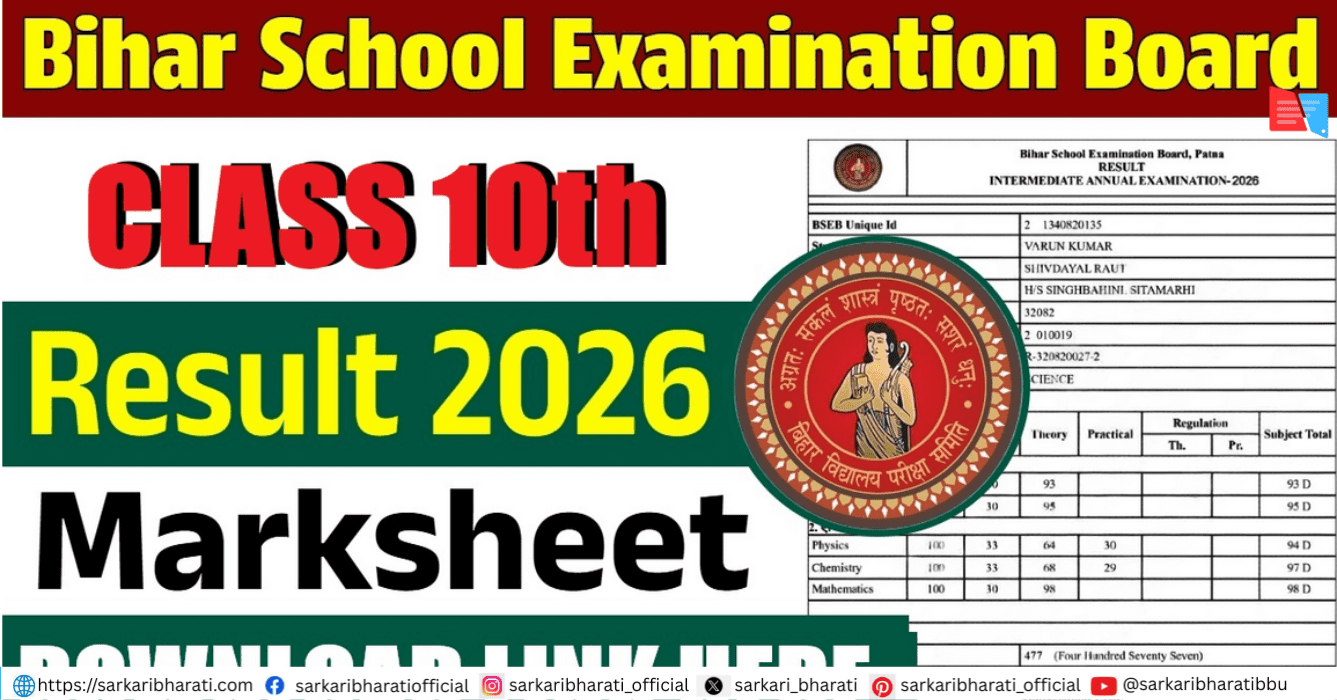 Bihar Board Class 10th Result 2026 Out – Check Matric Result