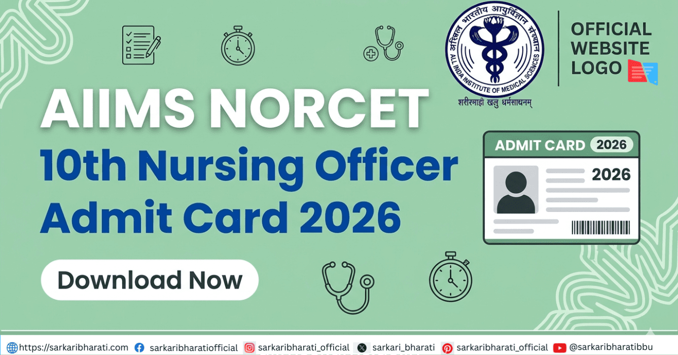 AIIMS NORCET 10th Nursing Officer Admit Card 2026 – Download