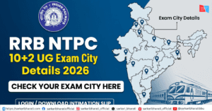 RRB NTPC 10+2 UG Exam City Details 2026