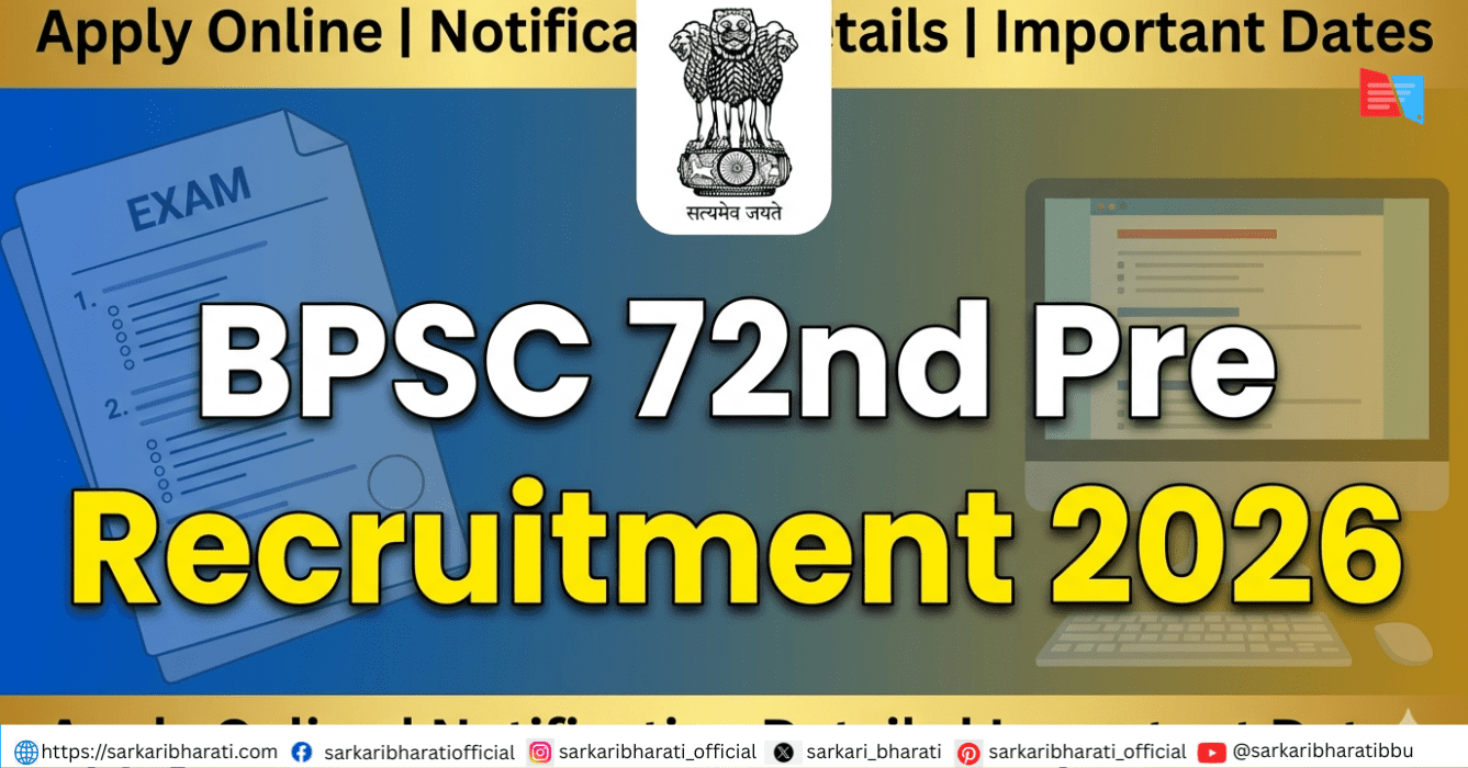 BPSC 72nd Pre Recruitment 2026 Notification Out for 1186 Posts